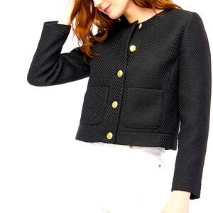 NWT J Crew Factory Black Tweed Lady Jacket Sz 14